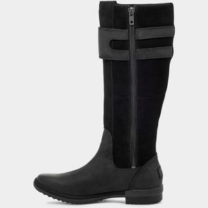 UGG Zarina Knee High Suede & Rubber Boots Black Size 10 NWOT